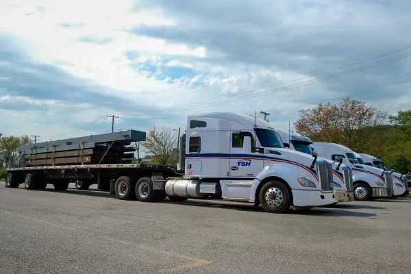 SFI truck delivering structural framing to data center
